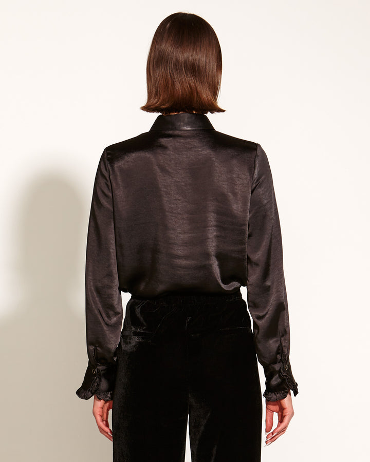 Fate Only She Knows Ruffle Shirt in Black