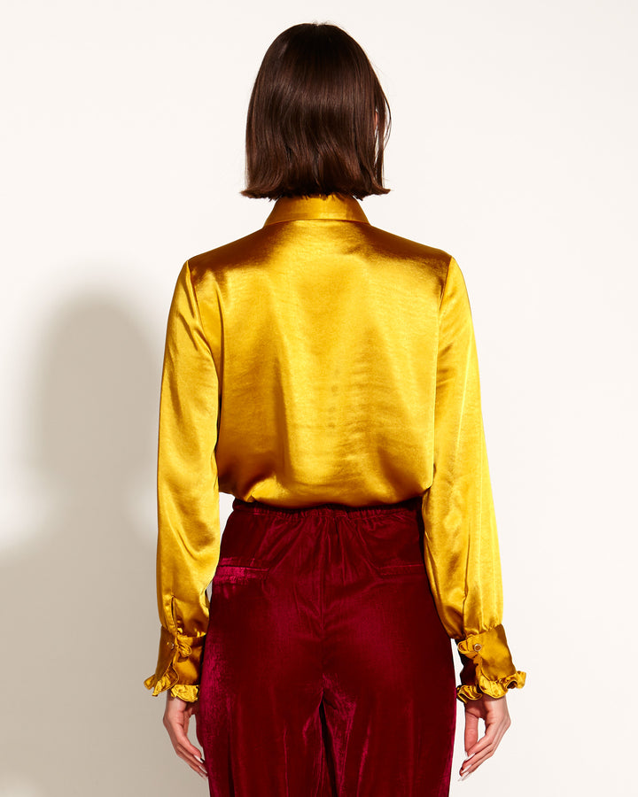 Fate Only She Knows Ruffle Shirt in Gold