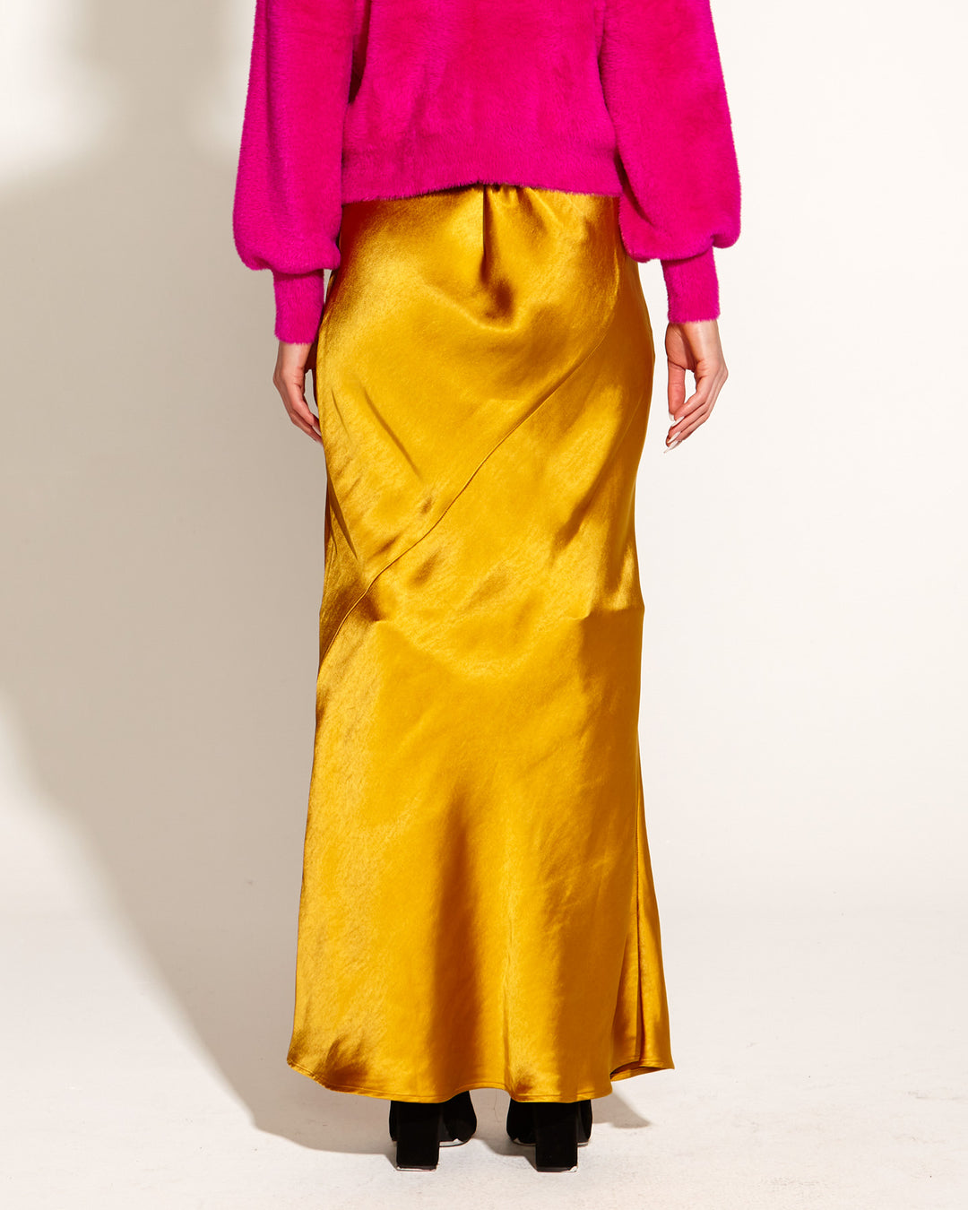 Fate Only She Knows Bias Cut Maxi Skirt in Gold