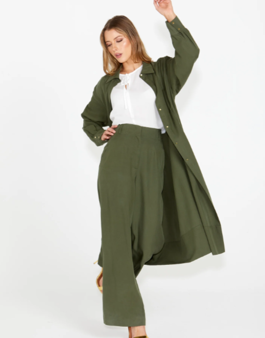 Fate Alter Ego Duster Shirt Dress in Olive