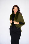 Willow Tree Faux Fur Knit Poncho in Khaki