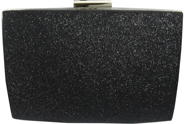 Glitter Evening Clutch with Silver Trim in Black 177-13