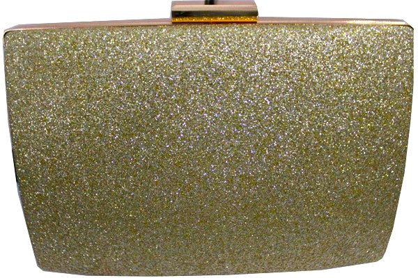 Glitter Evening Clutch with Gold Trim in Gold 177-13