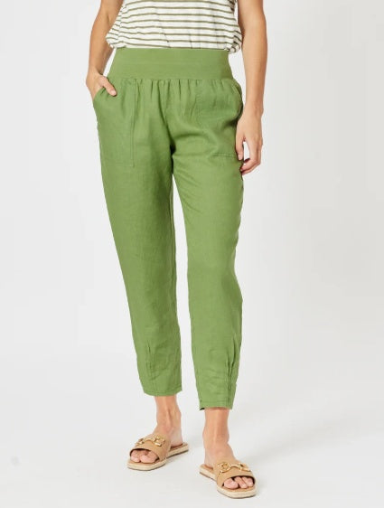 Gordon Smith Sarah Linen Pant in Basil