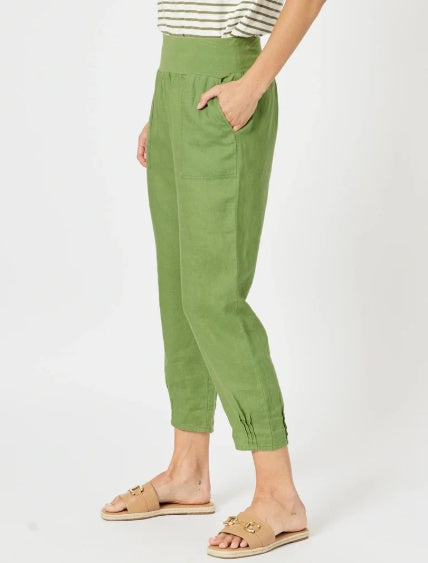 Gordon Smith Sarah Linen Pant in Basil