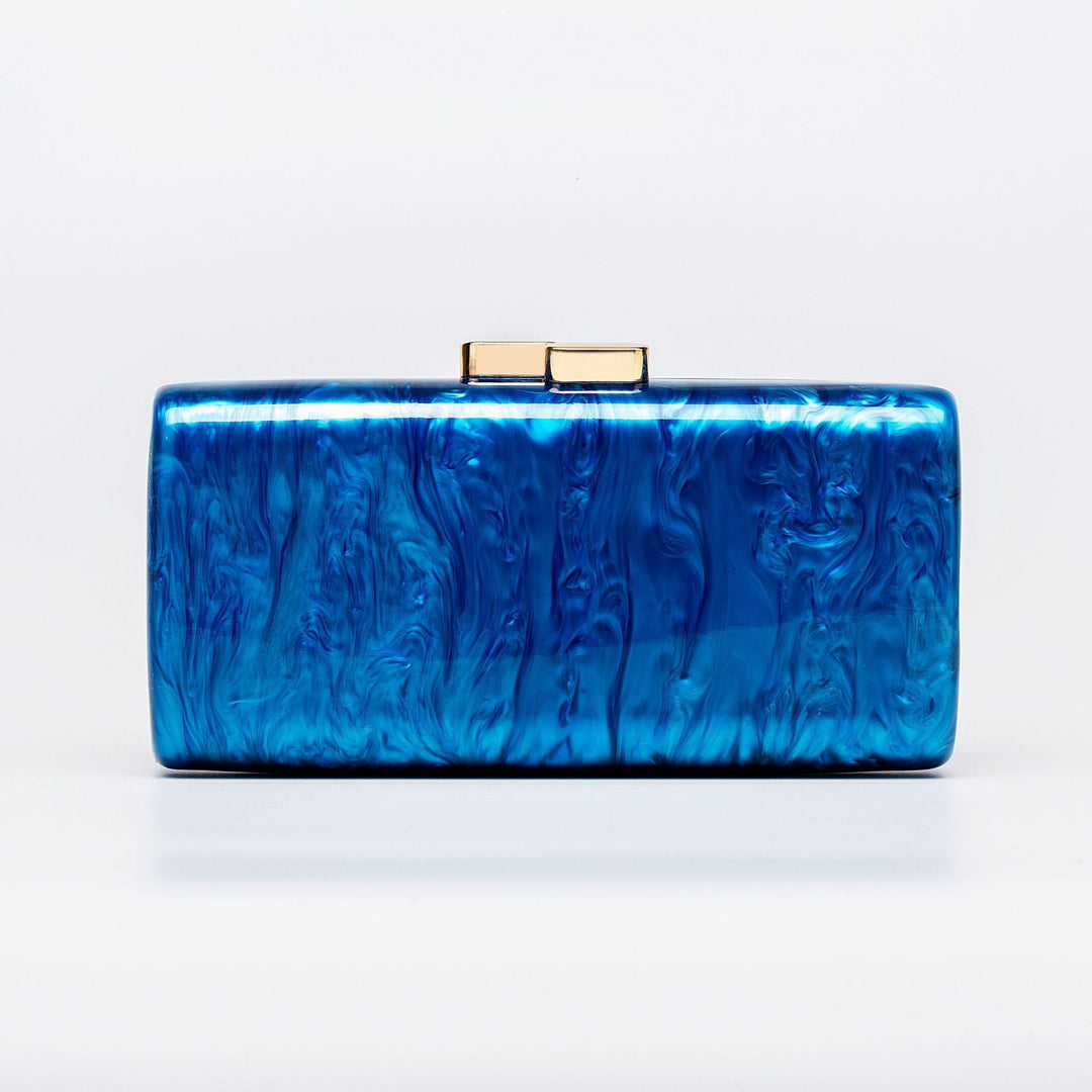 R7 Structured Acrylic Clutch in Blue 250