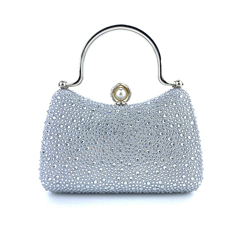 R7 Diamante Silver with handle Clutch 466