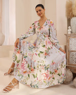 Iris Maxi Grey Floral Maxi Dress