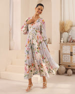 Iris Maxi Grey Floral Maxi Dress