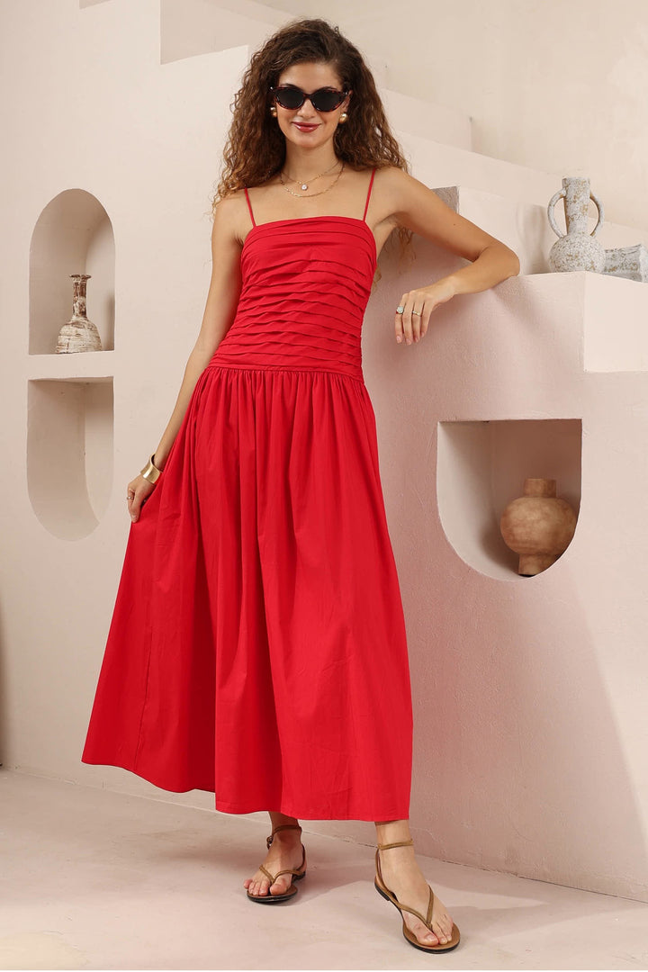 Iris Maxi Scarlet Ruche Maxi Dress