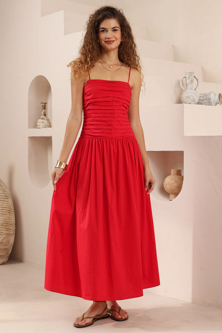 Iris Maxi Scarlet Ruche Maxi Dress