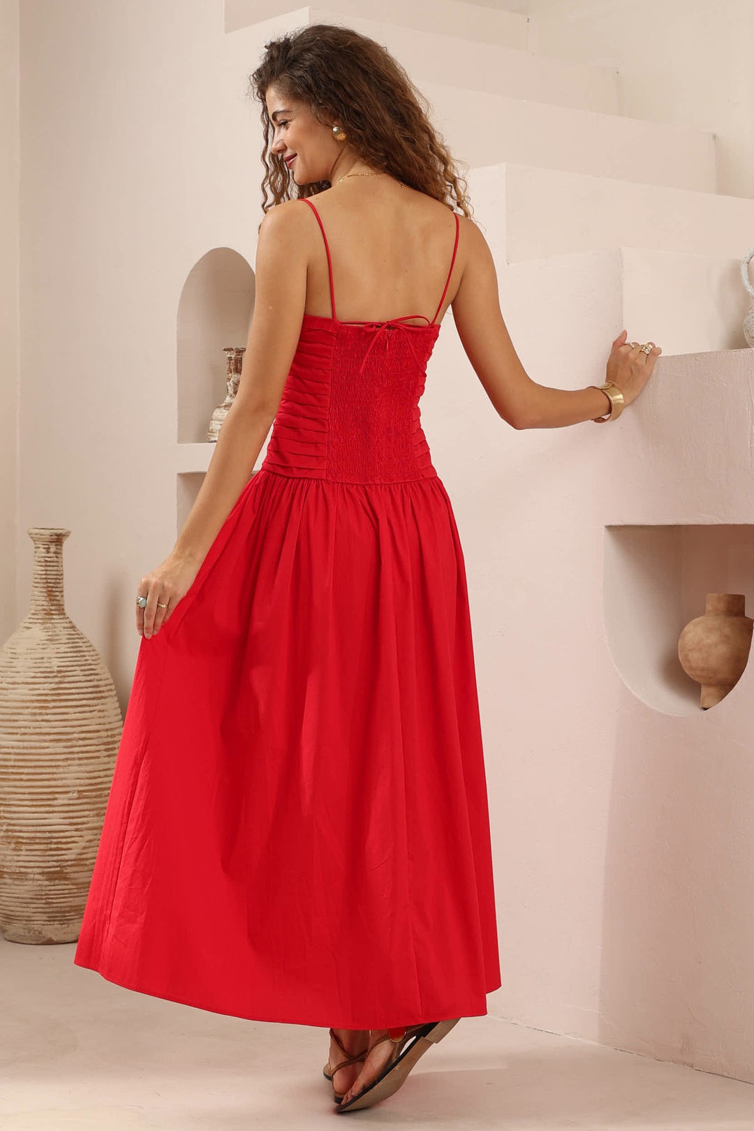 Iris Maxi Scarlet Ruche Maxi Dress