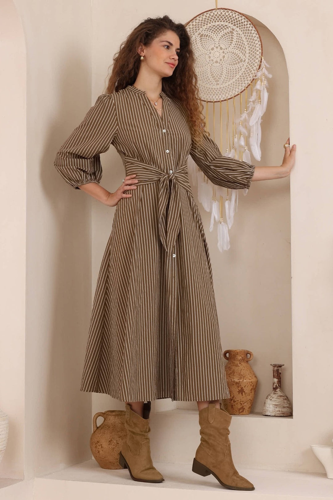 Iris Maxi Chocolate Pin Stripe Maxi