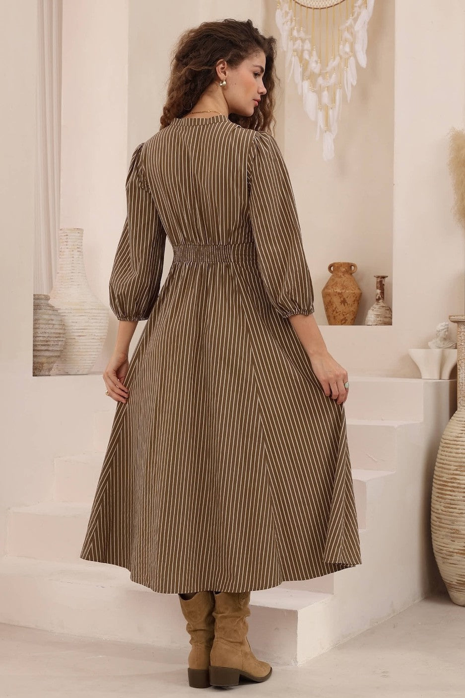 Iris Maxi Chocolate Pin Stripe Maxi