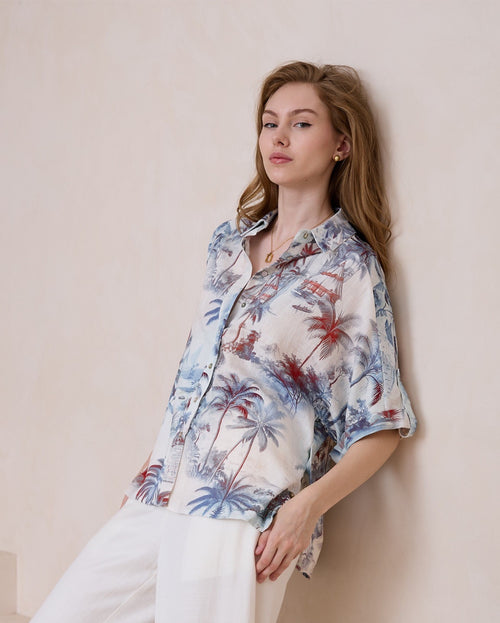 Iris Maxi Palms Print Blouse