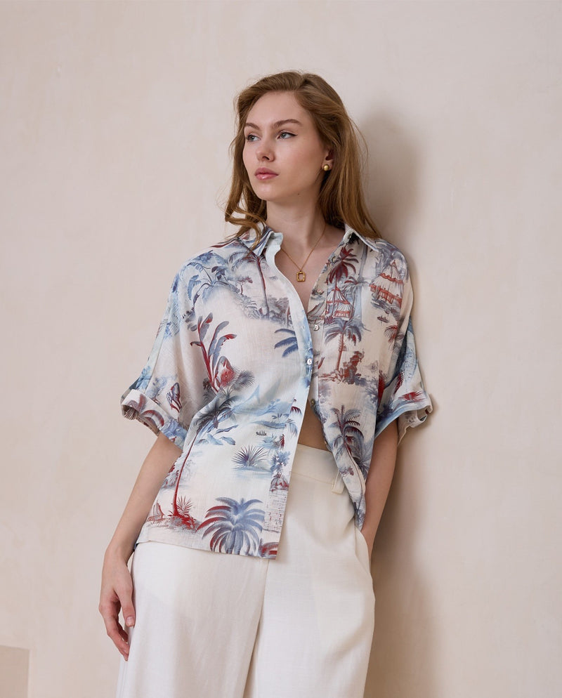 Iris Maxi Palms Print Blouse