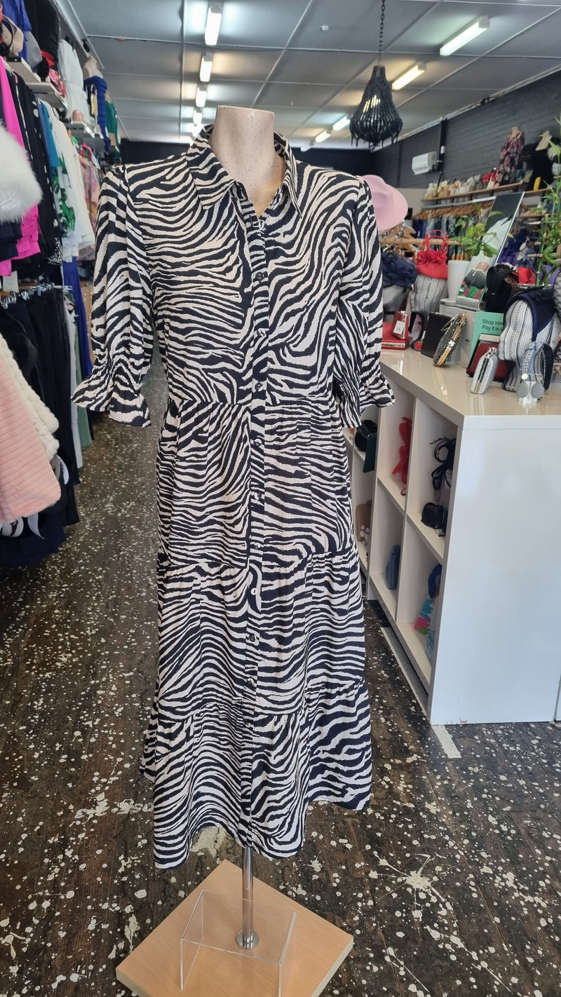 Ping Pong Zebra Print Tiered Dress