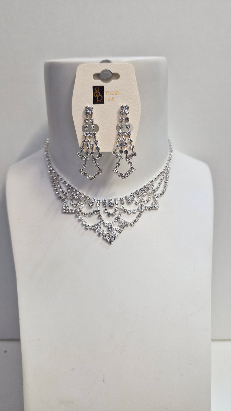 Stellar Rose Silver Diamante Set 72201