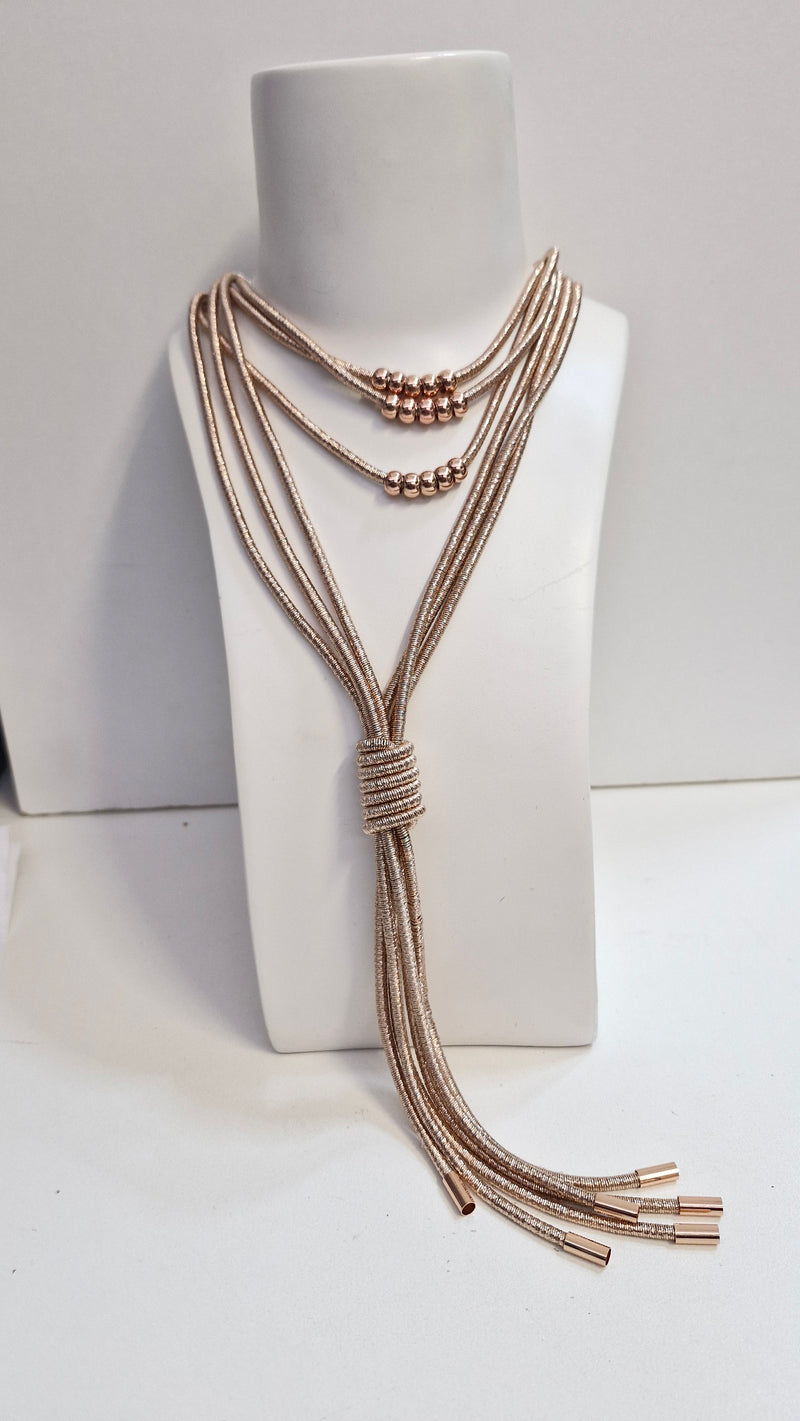 Stellar Rose long double rose gold necklace 73016