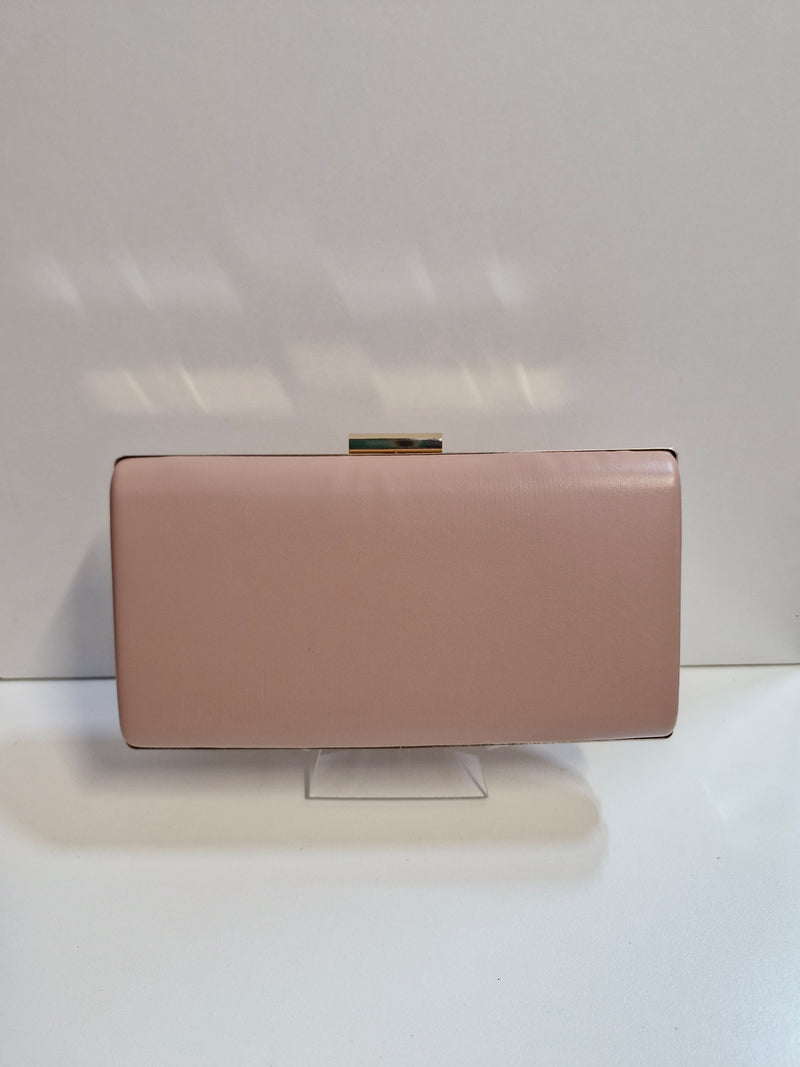 Plain Structured Clutch in Nude Pink 001