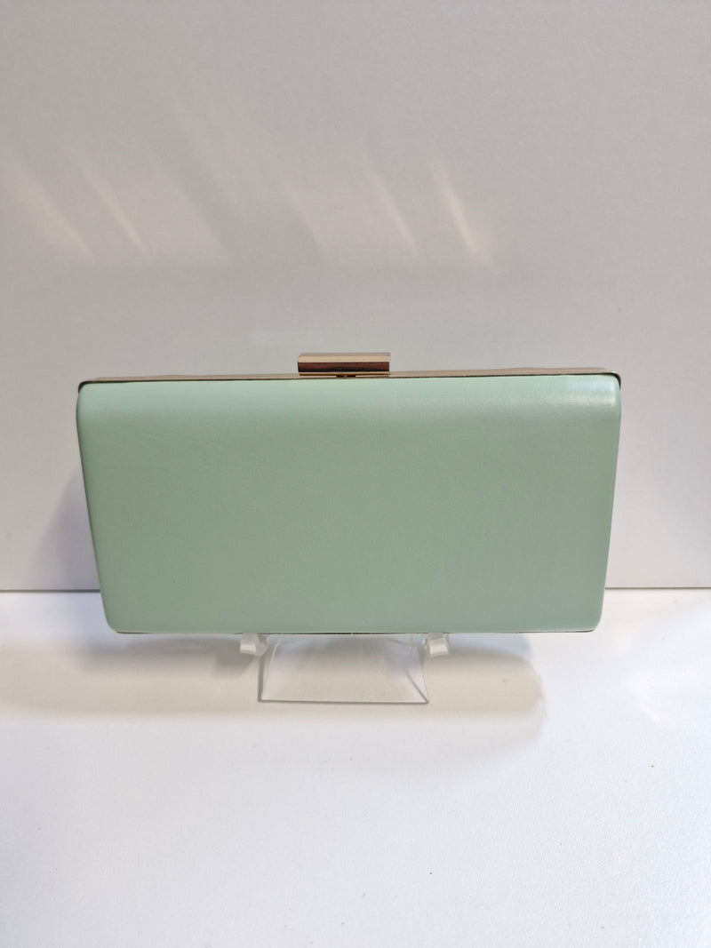 Plain Structured Clutch in Mint Green 001