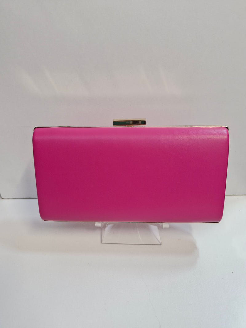 Plain Structured Clutch in Hor Pink 001