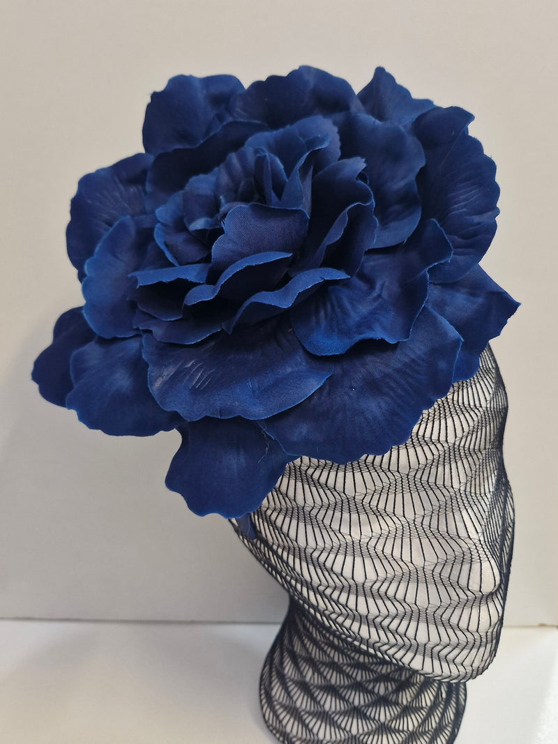 Large Flower Headband in Navy