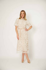 La Strada Embroidered Lace Belted Dress