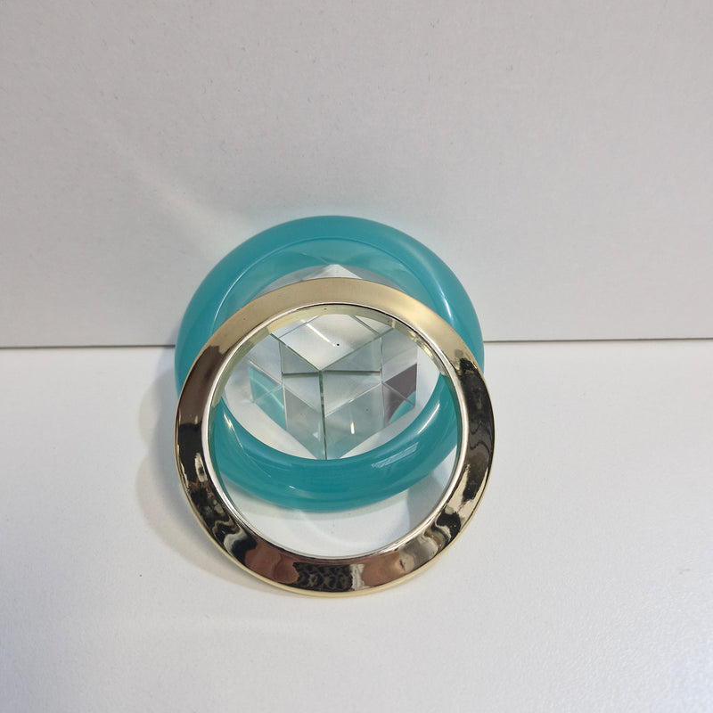 Acrylic bangles aqua and gold