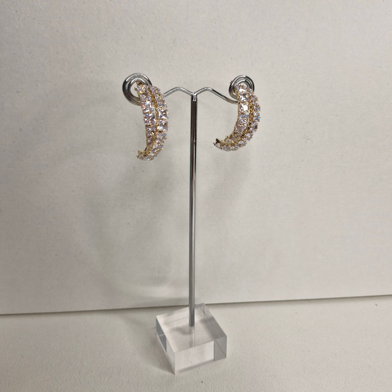 Stellar Rose gold and diamante half hoop earrings 74940