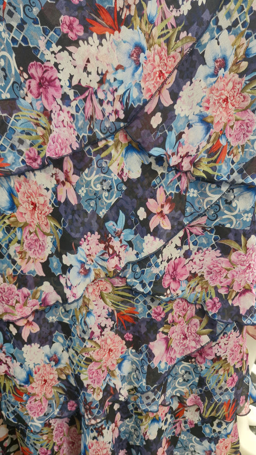 Vivid Chiffon Marlene dress in Navy floral