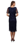 Miss Anne Sequin Lace Cocktail Dress in Navy