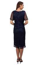Miss Anne Sequin Lace Cocktail Dress in Navy