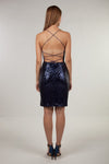 Miss Anne Carly Sequin Dress in Navy