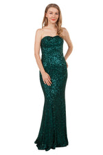 Anissa Strapless Sequin Gown in Black or Green