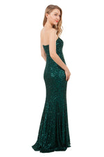 Anissa Strapless Sequin Gown in Black or Green