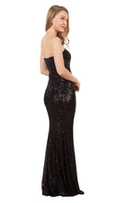 Anissa Strapless Sequin Gown in Black or Green