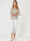 Gordon Smith Scallop Hem Pant in White/Natural