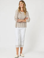 Gordon Smith Scallop Hem Pant in White/Natural