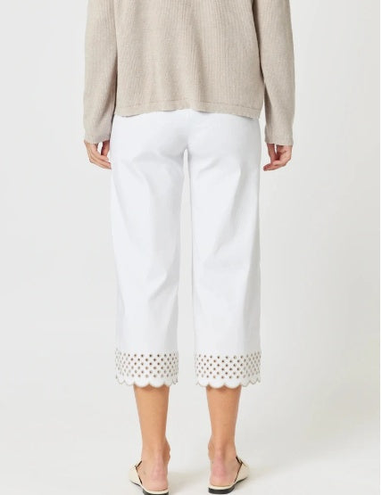 Gordon Smith Scallop Hem Pant in White/Natural