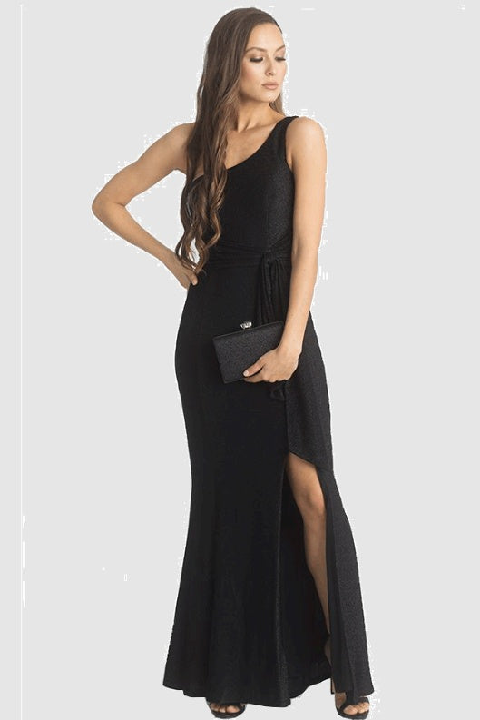 Miss Anne One Shoulder Gown  in Black