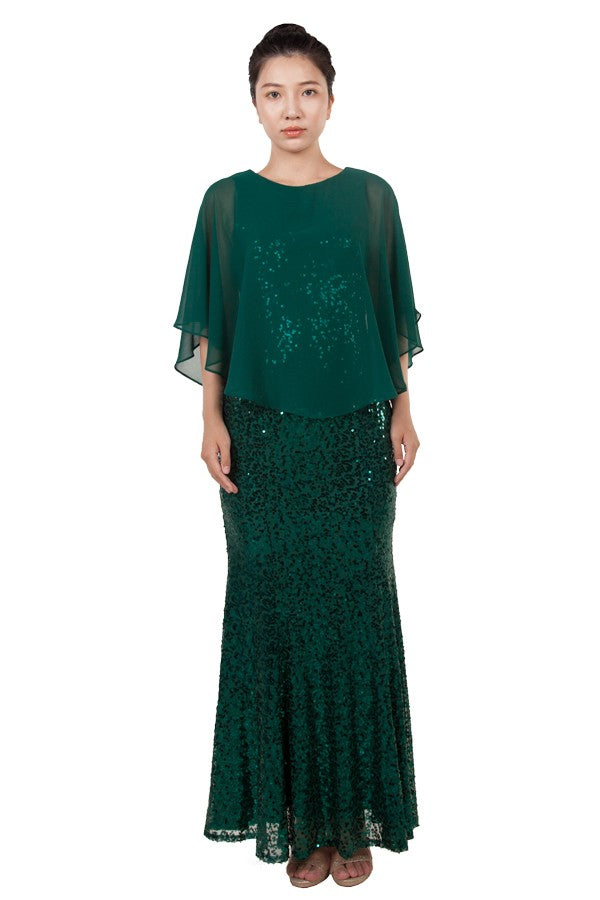 Anissa Sequin Capped Dress in Teal
