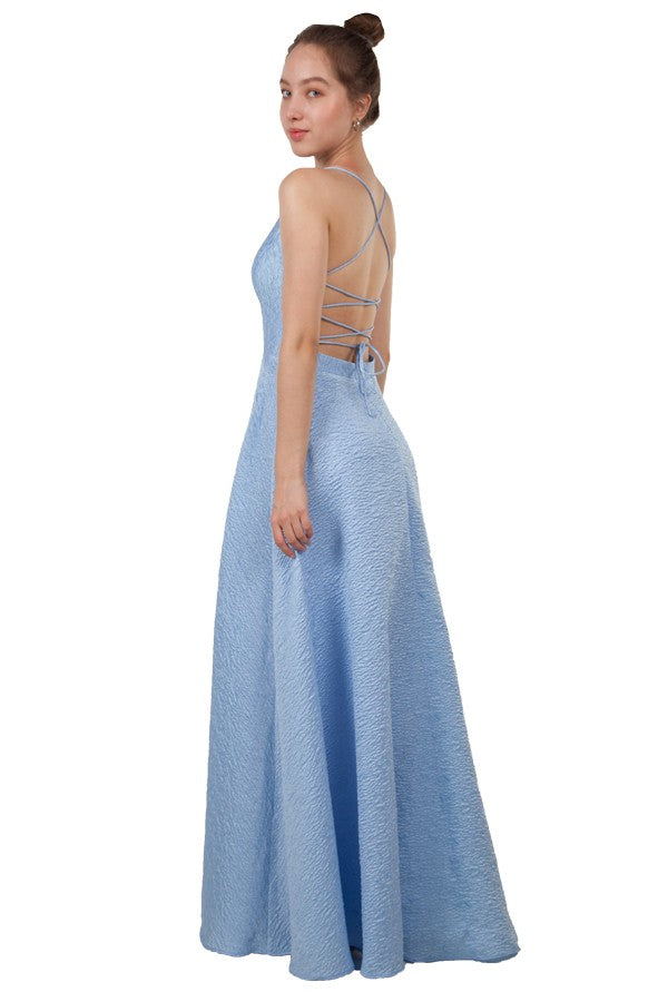 Anissa Textured Fabric Ballgown in Dove Blue 220517