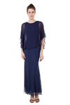 Anissa Capped Sholder Gown in Navy or Wine