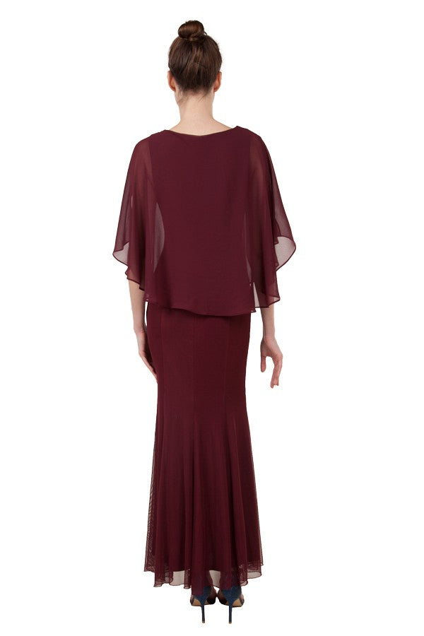 Anissa Capped Sholder Gown in Navy or Wine