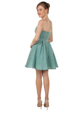 Miss Anne Strapless Mini Party Dress in Sage, Blue or Pink