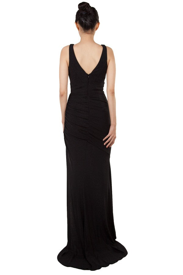 Anissa V Neckline Fitted Gown in Emerald or Black