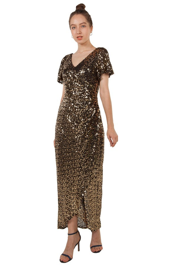 Anissa Square Sequins Gown in Black, Gold or Green