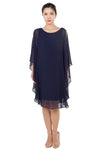 Miss Anne Chiffon Waterfall Dress in Navy