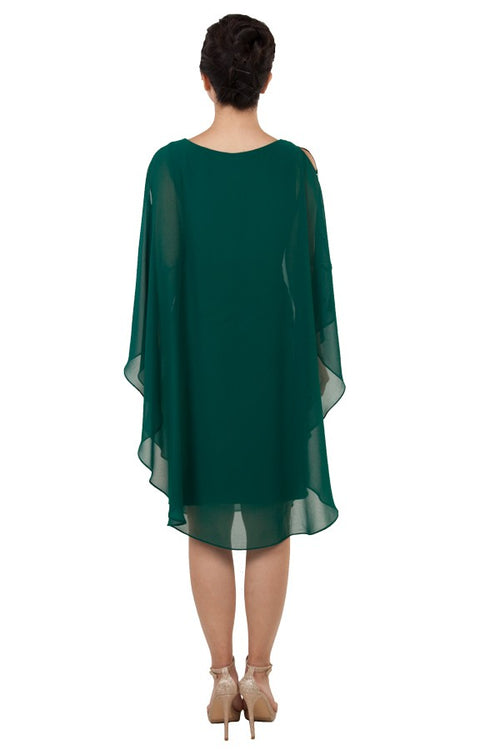 Miss Anne Chiffon Waterfall Dress in Green